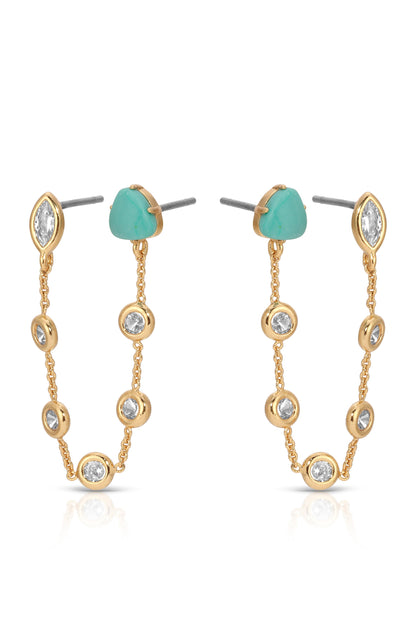 Double Piercing Turquoise Earrings - Turquoise with 18k Gold Plating | Ettika