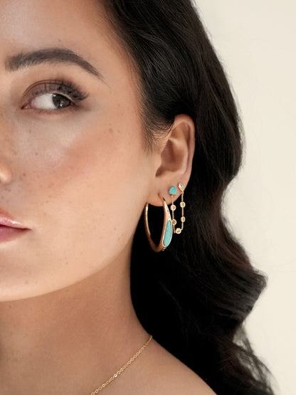 Double Piercing Turquoise Earrings - Turquoise with 18k Gold Plating | Ettika
