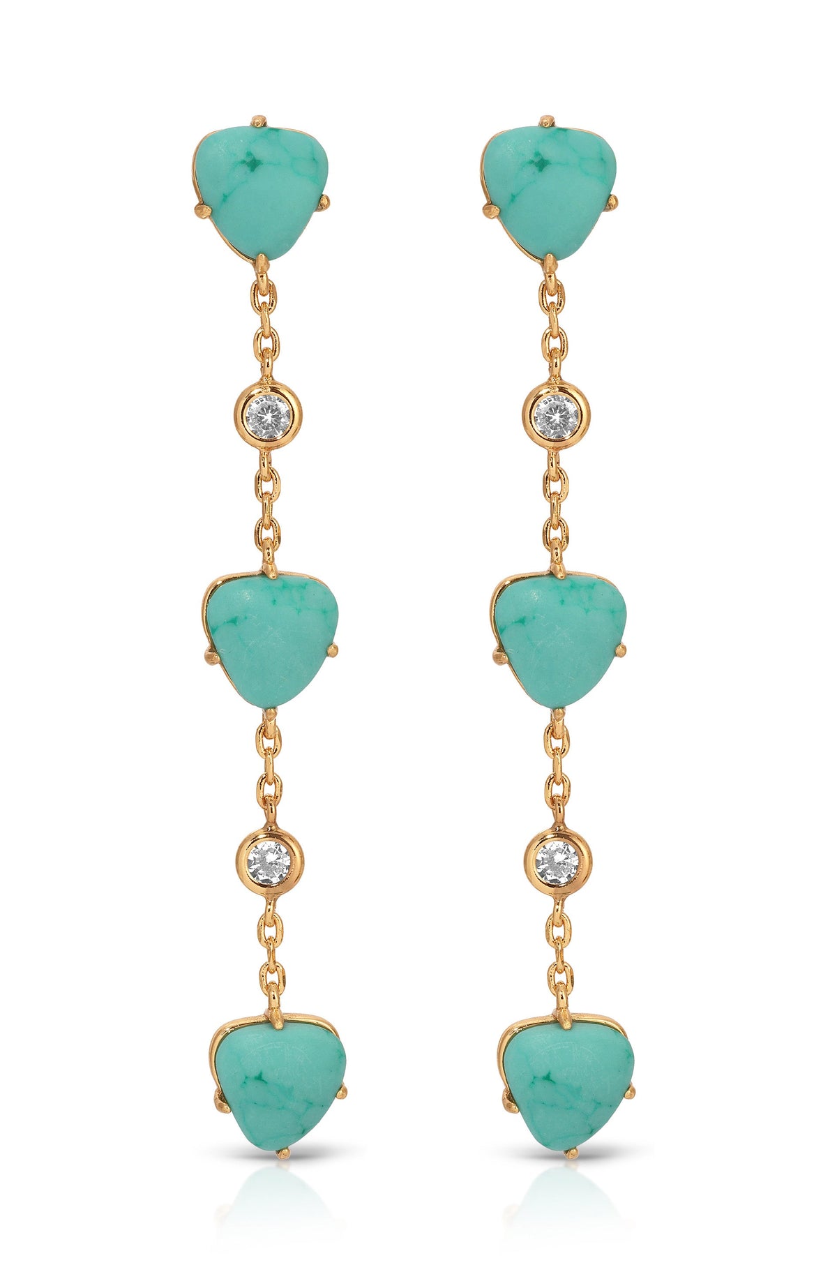 Turquoise Solstice Dangle Earrings - Turquoise with 18k Gold Plating | Ettika