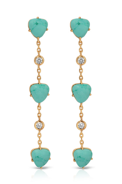 Turquoise Solstice Dangle Earrings - Turquoise with 18k Gold Plating | Ettika