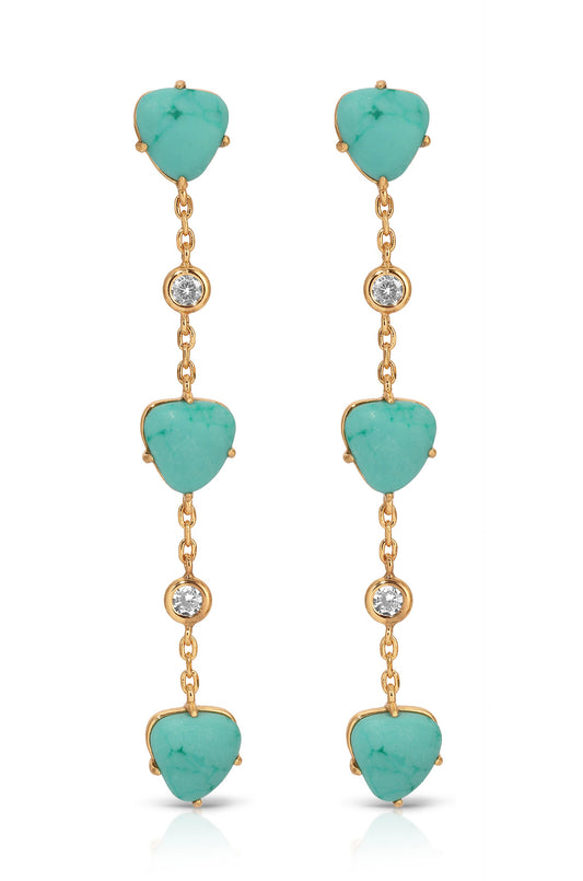 Turquoise Solstice Dangle Earrings - Turquoise with 18k Gold Plating | Ettika
