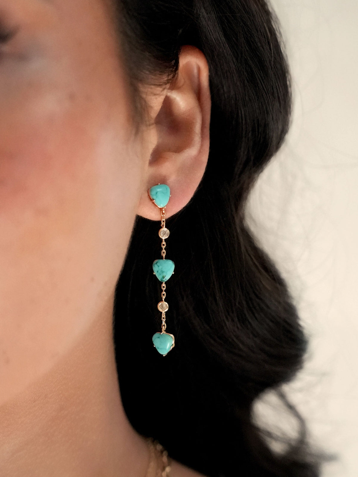 Turquoise Solstice Dangle Earrings - Turquoise with 18k Gold Plating | Ettika