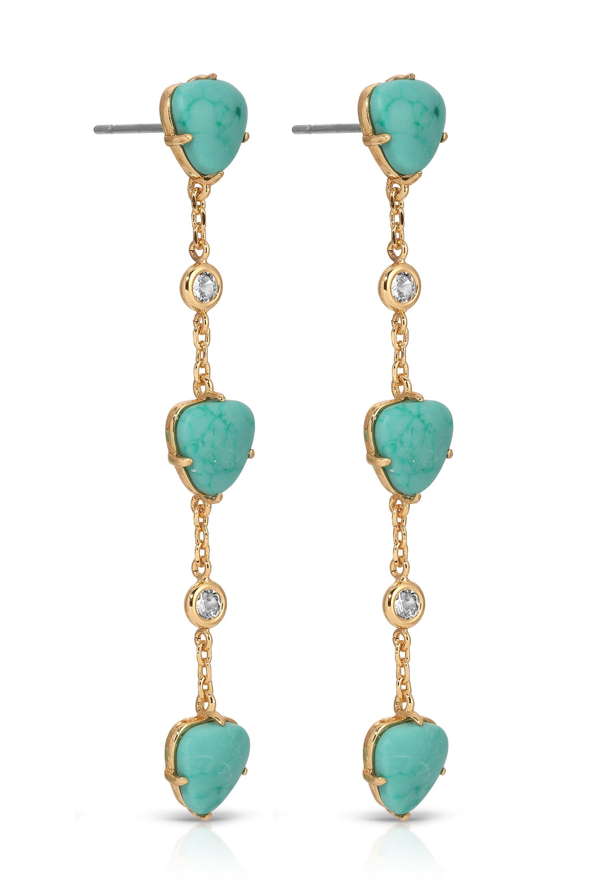 Turquoise Solstice Dangle Earrings - Turquoise with 18k Gold Plating | Ettika