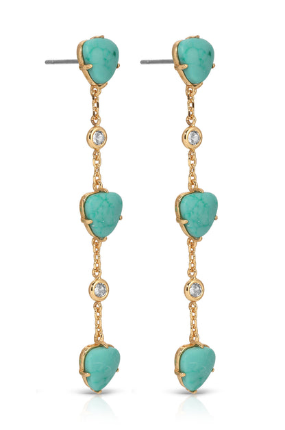 Turquoise Solstice Dangle Earrings - Turquoise with 18k Gold Plating | Ettika