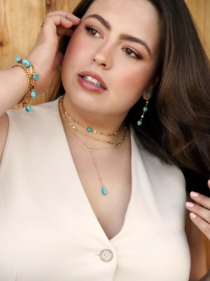 Turquoise Solstice Dangle Earrings - Turquoise with 18k Gold Plating | Ettika