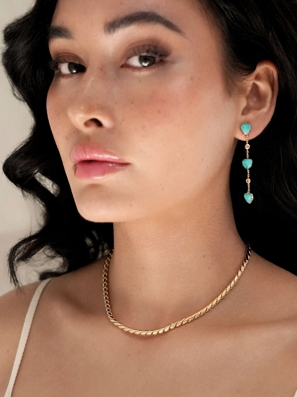 Turquoise Solstice Dangle Earrings - Turquoise with 18k Gold Plating | Ettika