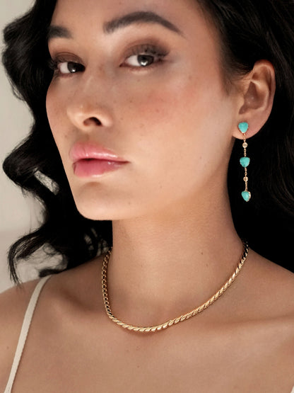 Turquoise Solstice Dangle Earrings - Turquoise with 18k Gold Plating | Ettika