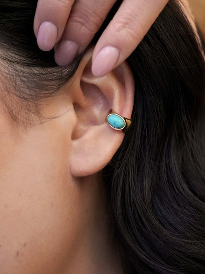 Turquoise Solstice Ear Cuff - Turquoise with 18k Gold Plating | Ettika