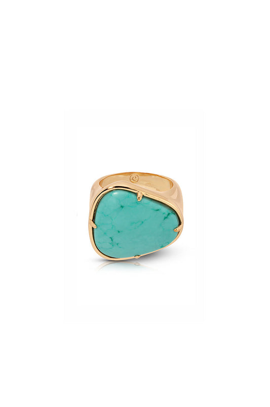 Turquoise Solstice Ring - Turquoise with 18k Gold Plating | Ettika
