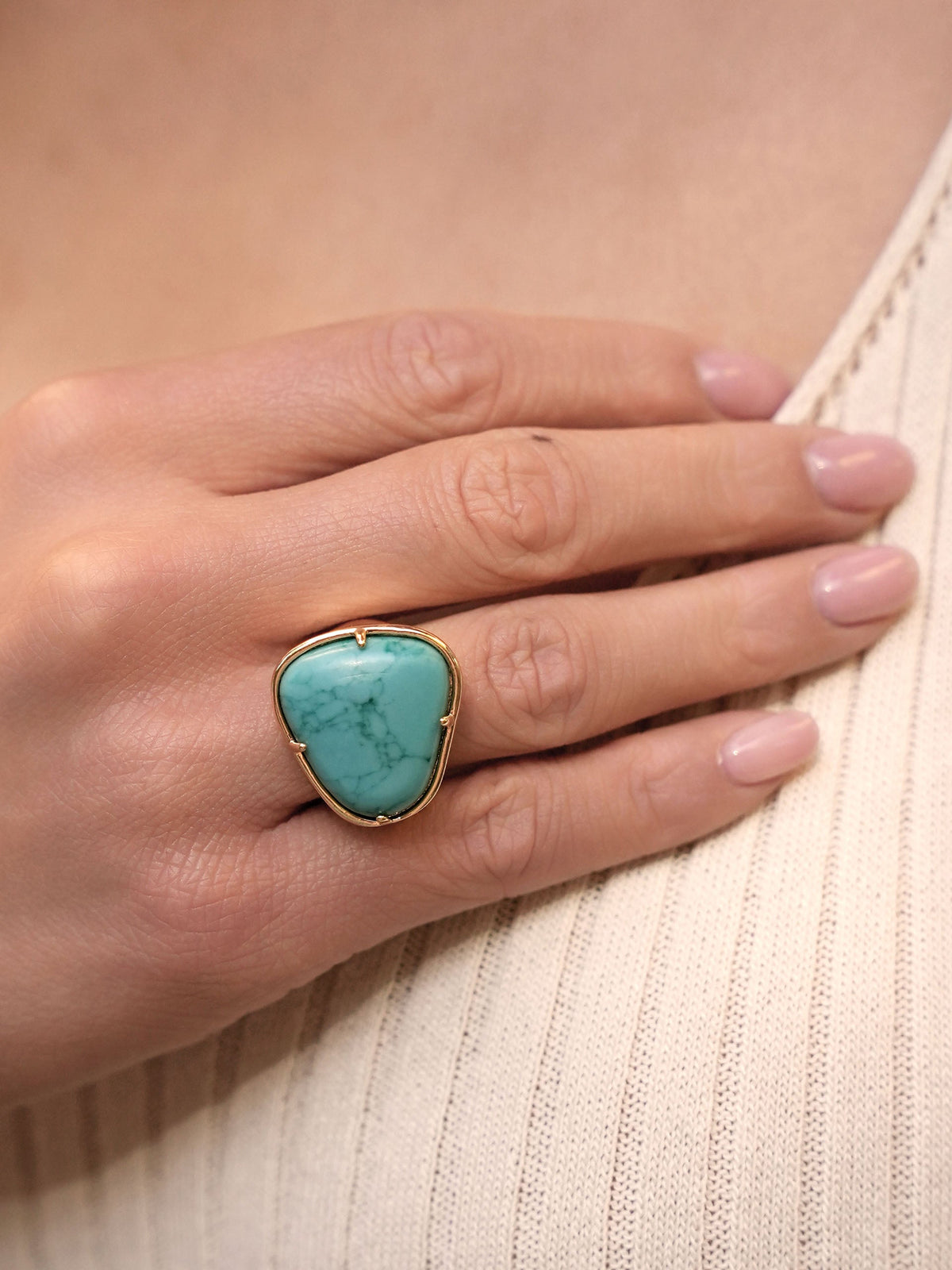 Turquoise Solstice Ring - Turquoise with 18k Gold Plating | Ettika