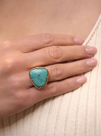 Turquoise Solstice Ring - Turquoise with 18k Gold Plating | Ettika