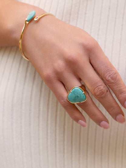 Turquoise Solstice Ring - Turquoise with 18k Gold Plating | Ettika