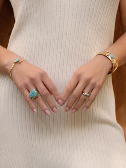 Turquoise Solstice Ring - Turquoise with 18k Gold Plating | Ettika