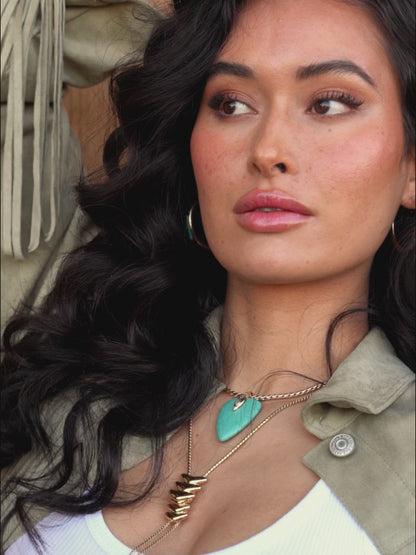 Turquoise Solstice Ring Stack - Turquoise with 18k Gold Plating | Ettika