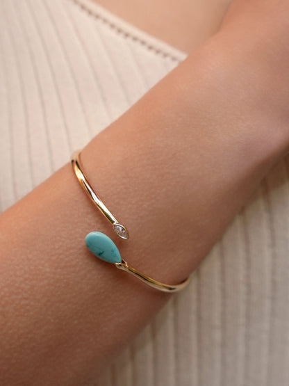 Turquoise Solstice Cuff - Turquoise with 18k Gold Plating | Ettika