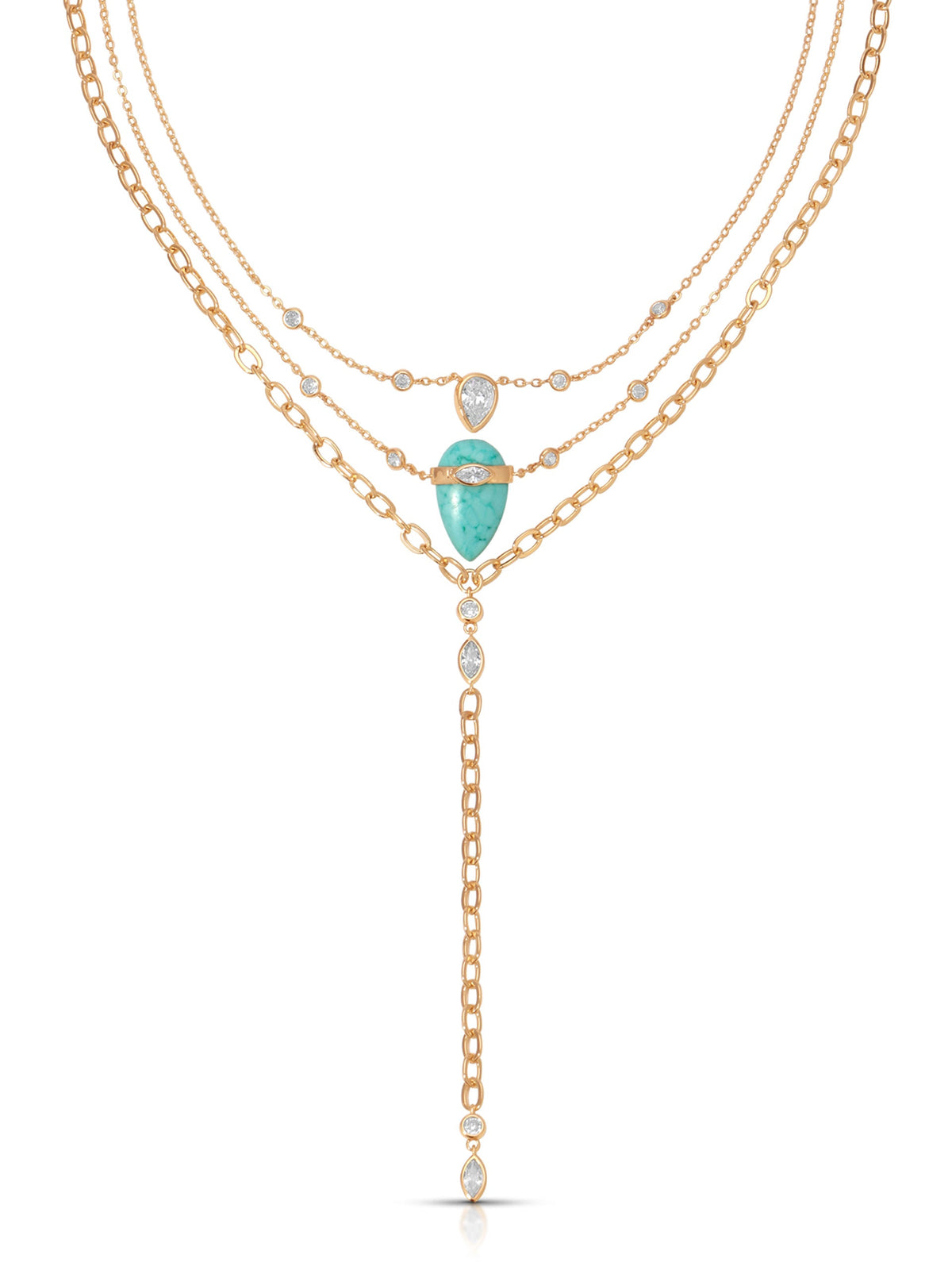 Turquoise Solstice Layered Necklace - Turquoise with 18k Gold Plating | Ettika