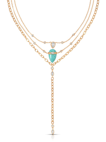 Turquoise Solstice Layered Necklace - Turquoise with 18k Gold Plating | Ettika