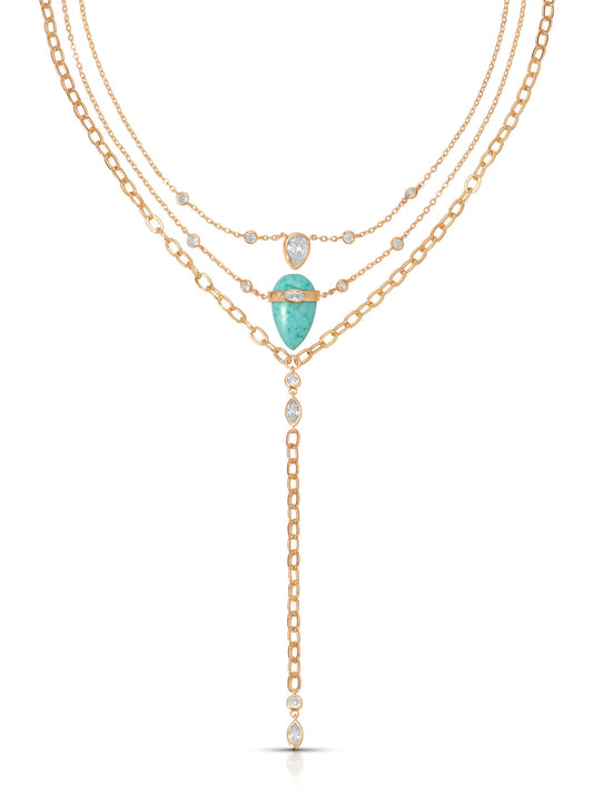 Turquoise Solstice Layered Necklace - Turquoise with 18k Gold Plating | Ettika