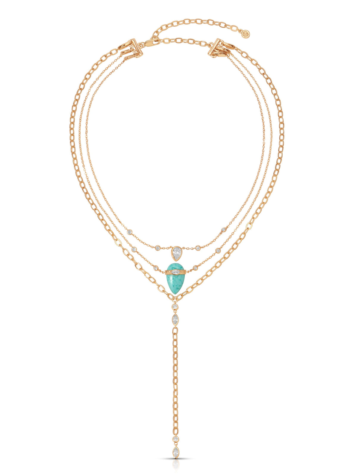 Turquoise Solstice Layered Necklace - Turquoise with 18k Gold Plating | Ettika