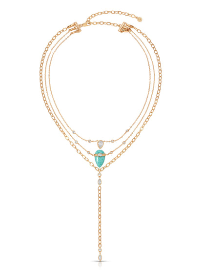 Turquoise Solstice Layered Necklace - Turquoise with 18k Gold Plating | Ettika