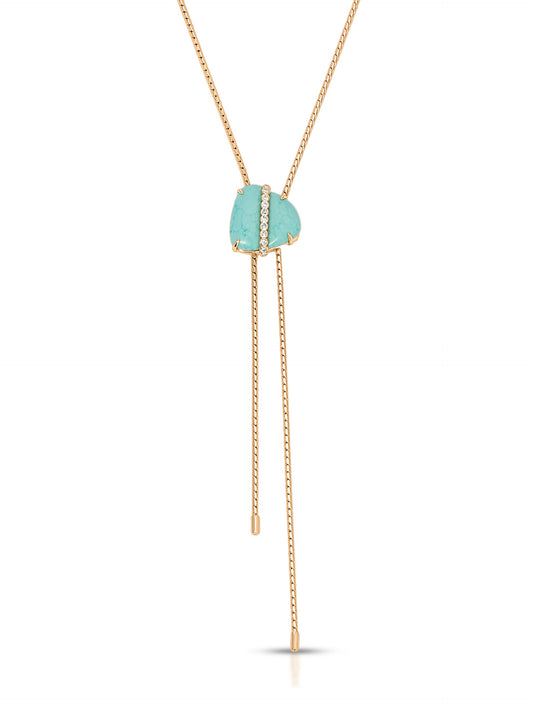 Turquoise Solstice Bolo Necklace - Turquoise with 18k Gold Plating | Ettika