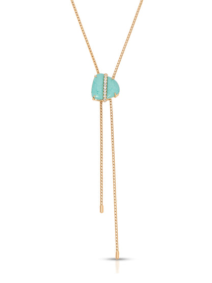 Turquoise Solstice Bolo Necklace - Turquoise with 18k Gold Plating | Ettika