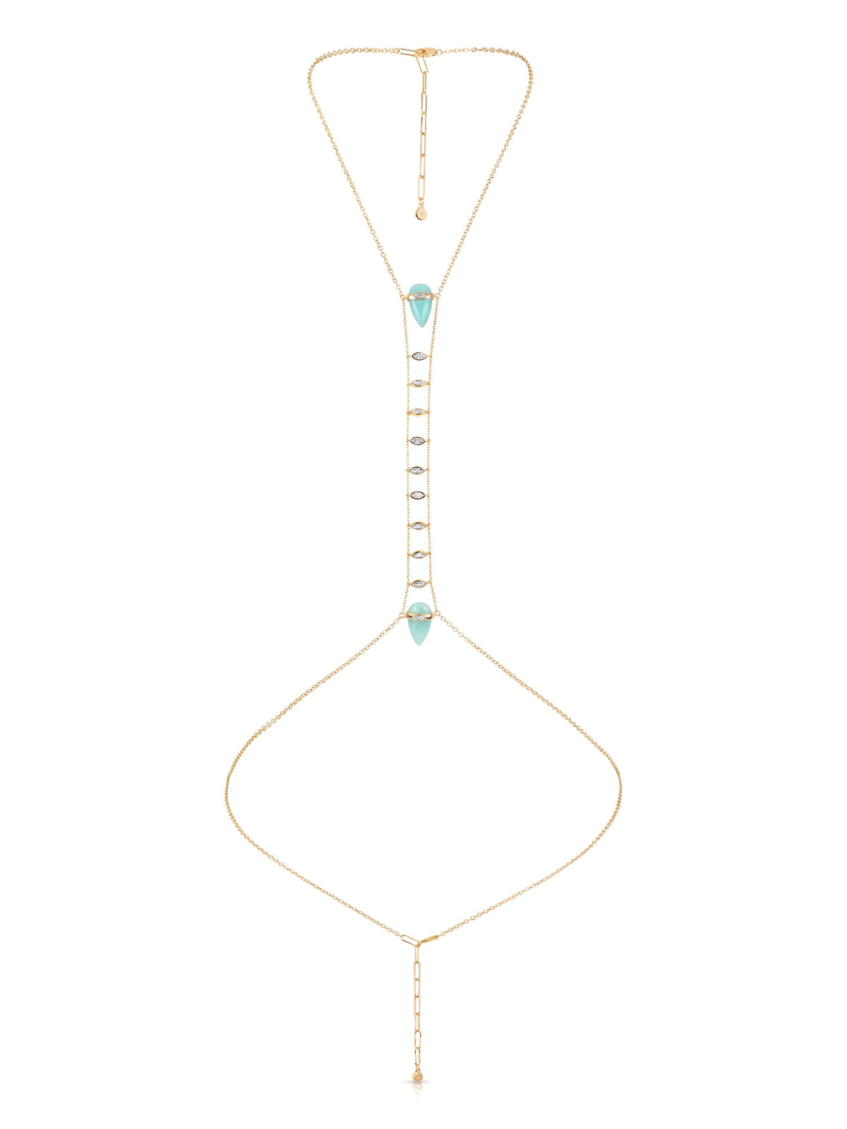Turquoise Solstice Body Chain - Turquoise with Gold Tone | Ettika