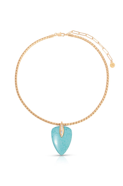 Turquoise Solstice Pendant Choker - Turquoise with 18k Gold Plating | Ettika