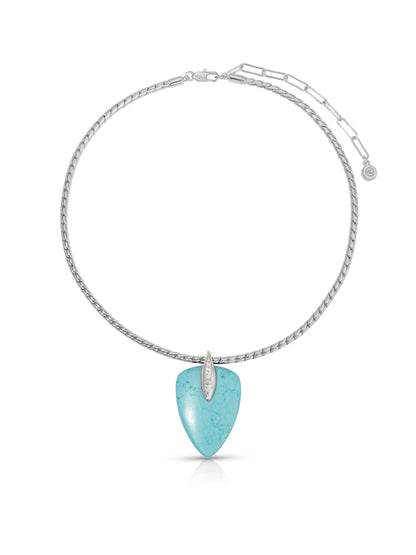 Turquoise Solstice Pendant Choker - Turquoise with 18k Gold Plating | Ettika
