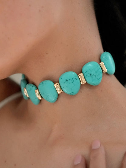 Turquoise Solstice Choker - Turquoise with 18k Gold Plating | Ettika