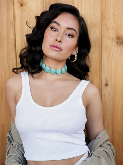 Turquoise Solstice Choker - Turquoise with 18k Gold Plating | Ettika