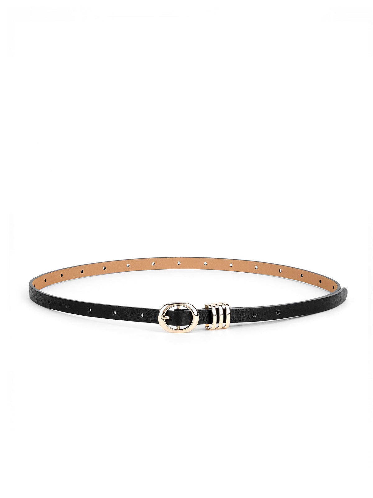 Classic Skinny Belt in Black - Carbon Black Leather with Gold Hardware | Ettika