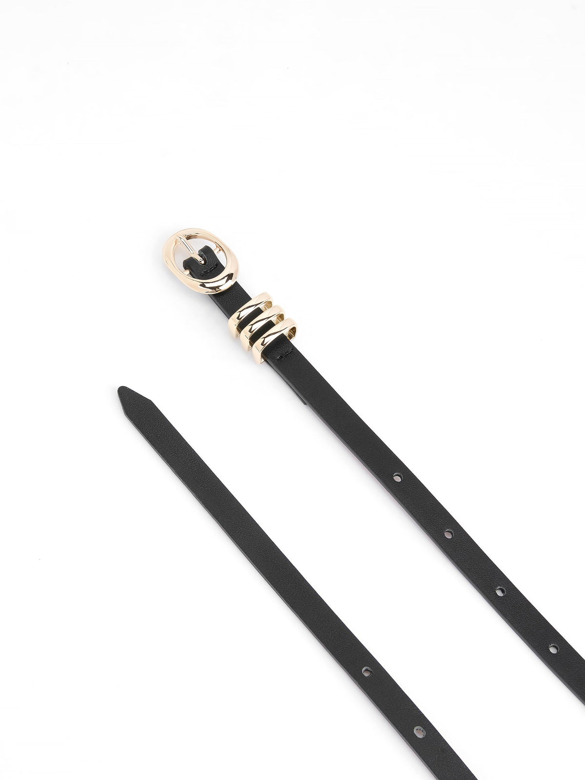 Classic Skinny Belt in Black - Carbon Black Leather with Gold Hardware | Ettika