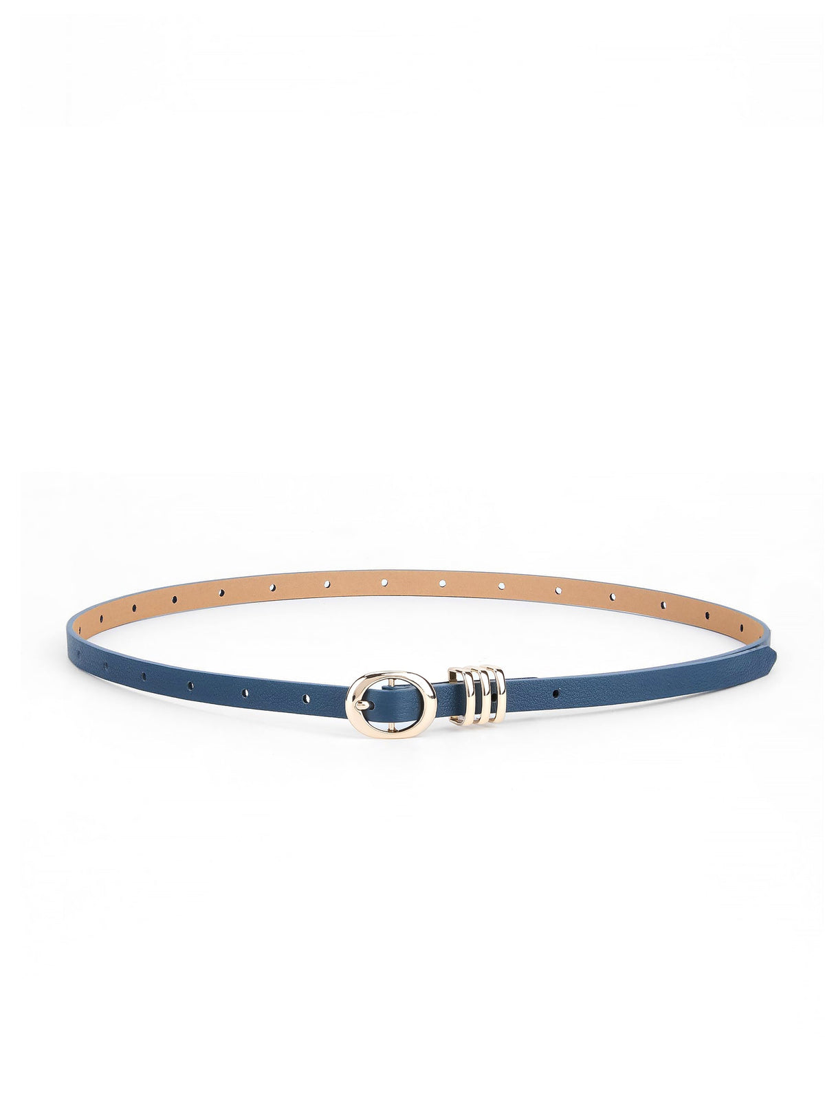 Classic Skinny Belt in Denim - Denim Leather with Gold Hardware | Ettika