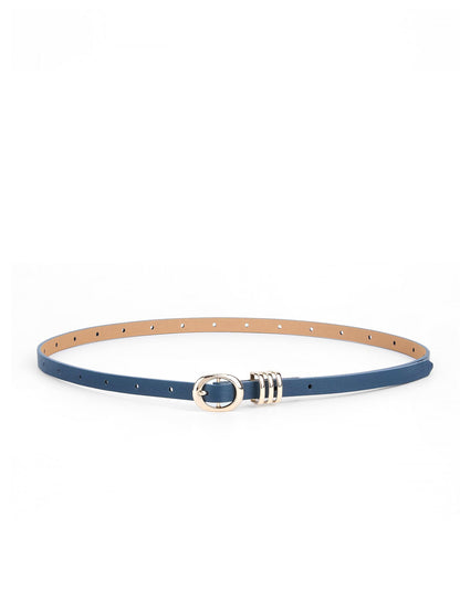 Classic Skinny Belt in Denim - Denim Leather with Gold Hardware | Ettika