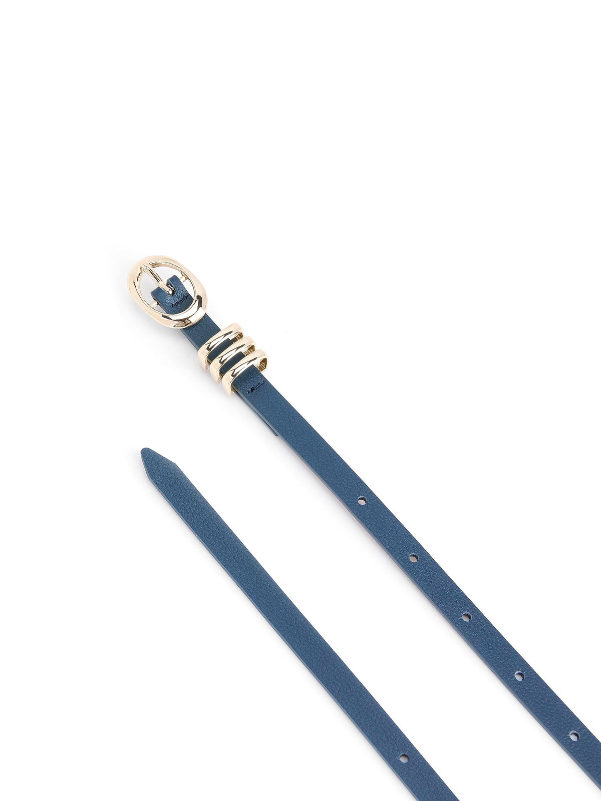 Classic Skinny Belt in Denim - Denim Leather with Gold Hardware | Ettika