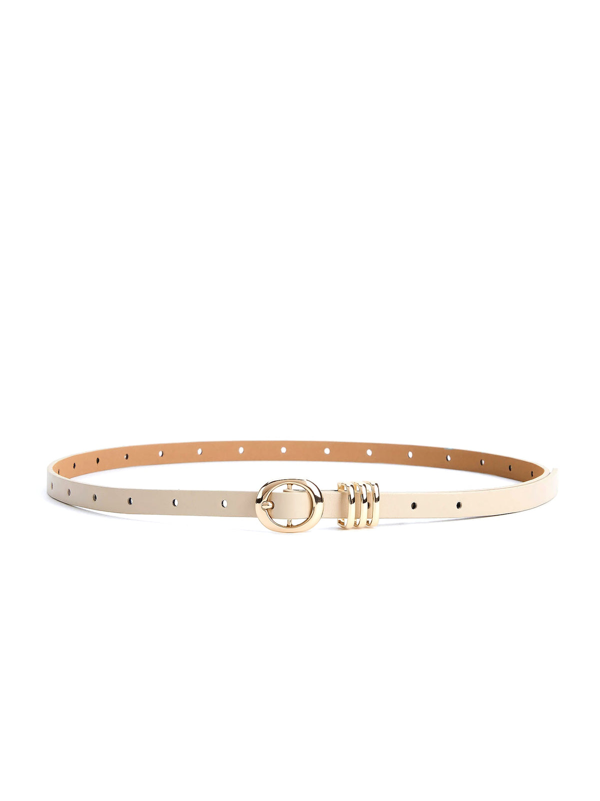 Classic Skinny Belt in Ivory - Vanilla Leather with Gold Hardware | Ettika