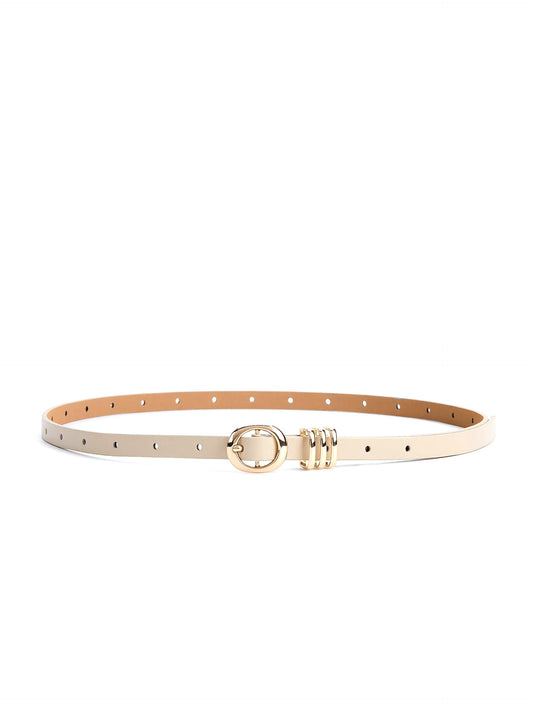Classic Skinny Belt in Ivory - Vanilla Leather with Gold Hardware | Ettika