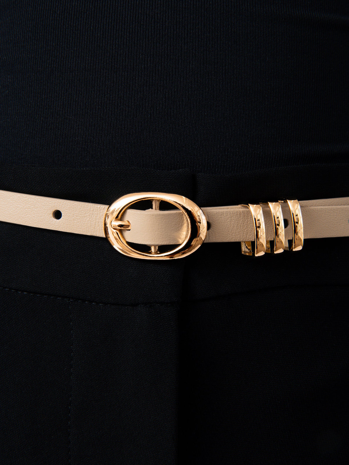 Classic Skinny Belt in Ivory - Vanilla Leather with Gold Hardware | Ettika