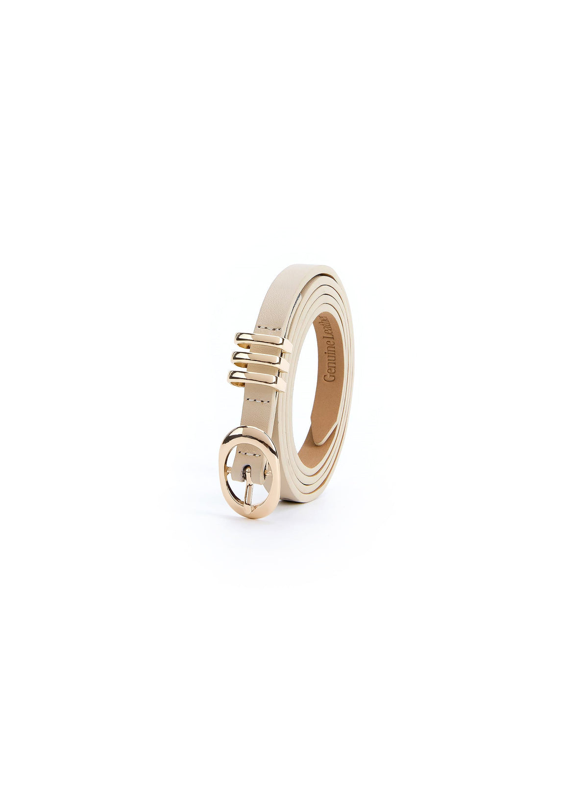 Classic Skinny Belt in Ivory - Vanilla Leather with Gold Hardware | Ettika
