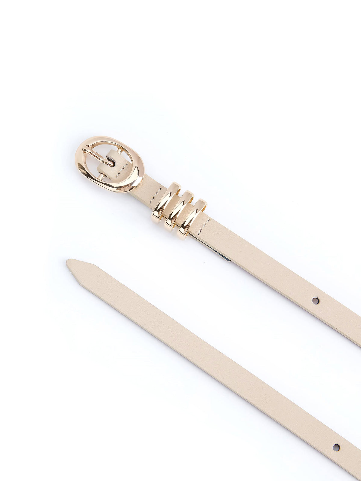 Classic Skinny Belt in Ivory - Vanilla Leather with Gold Hardware | Ettika