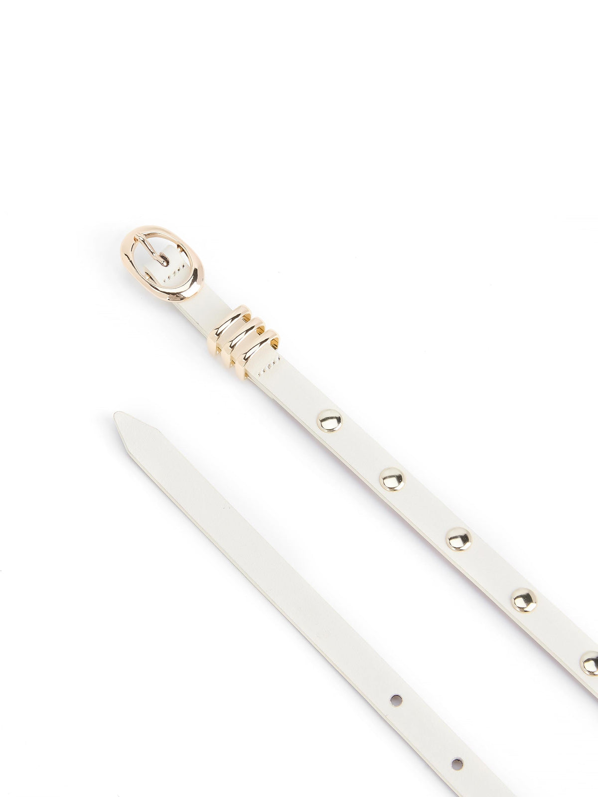 Classic Studded Skinny Belt in Vanilla - Vanilla Leather with Gold Hardware | Ettika