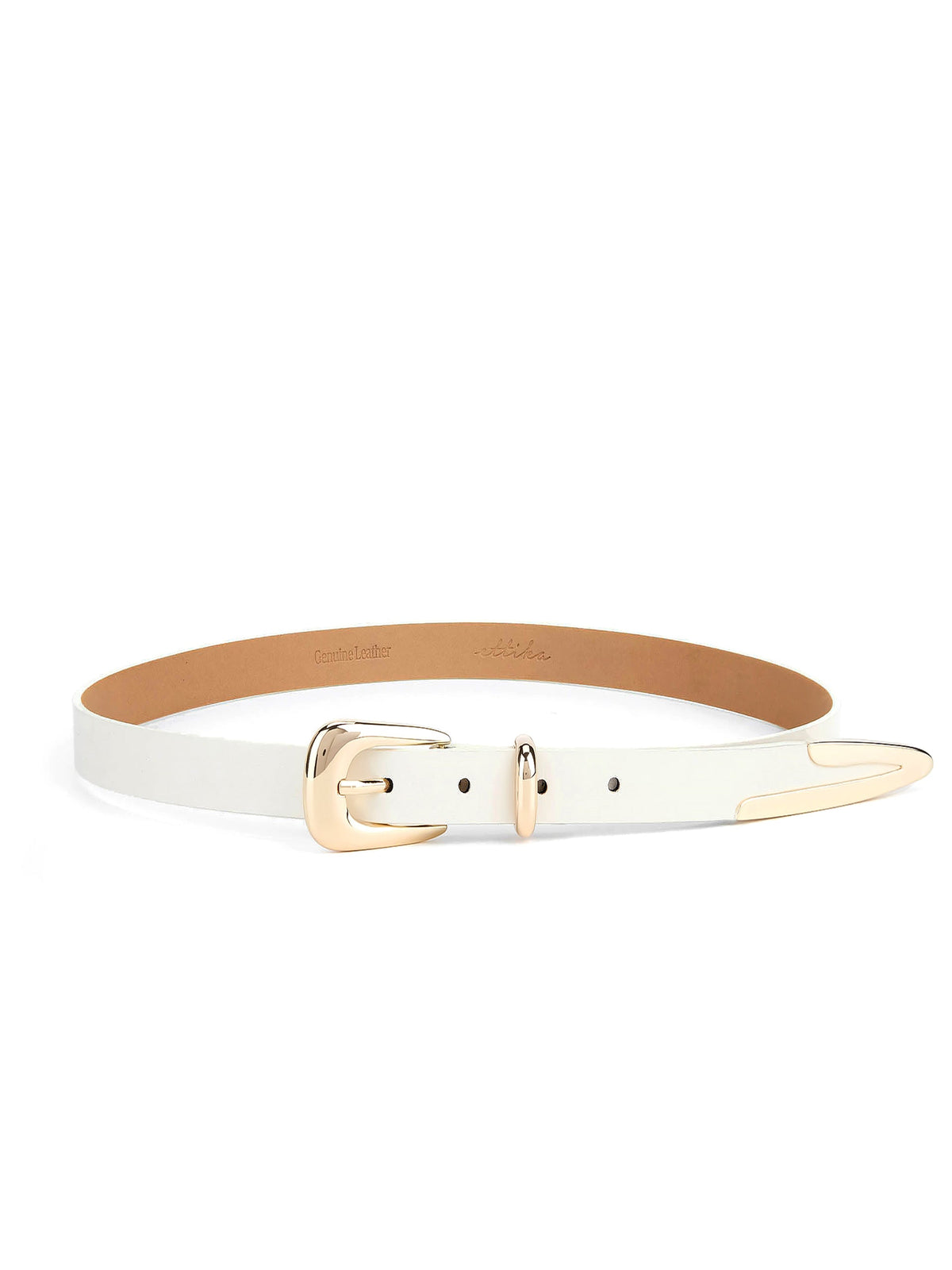 Modern Saddle Belt in Vanilla - Vanilla Leather with Gold Hardware | Ettika