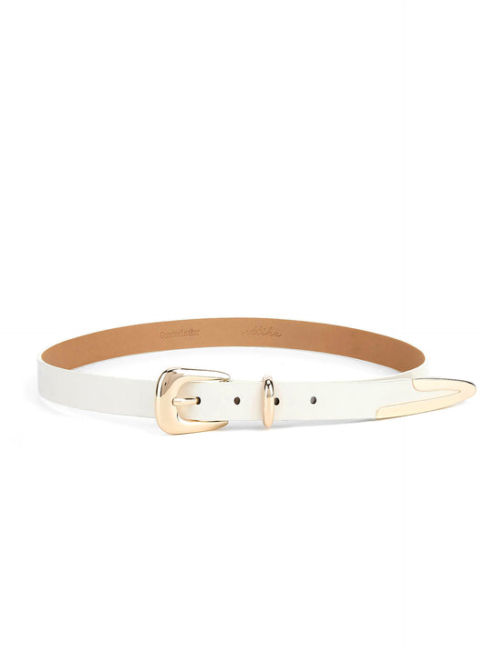 Modern Saddle Belt in Vanilla - Vanilla Leather with Gold Hardware | Ettika