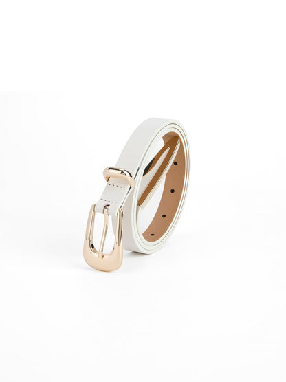 Modern Saddle Belt in Vanilla - Vanilla Leather with Gold Hardware | Ettika