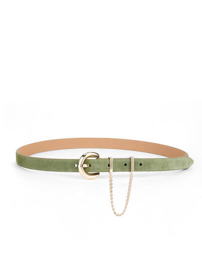 Cascade Chain Belt in Olivine - Olivine Suede with Gold Hardware | Ettika