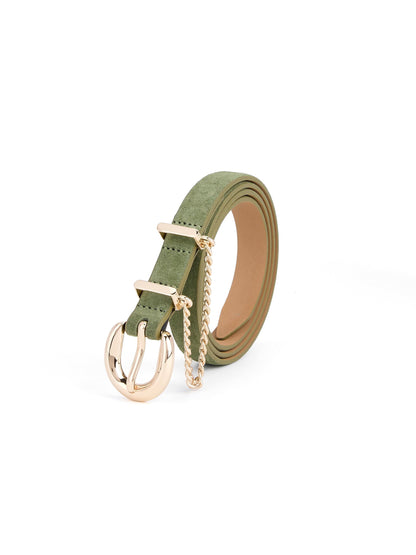 Cascade Chain Belt in Olivine - Olivine Suede with Gold Hardware | Ettika