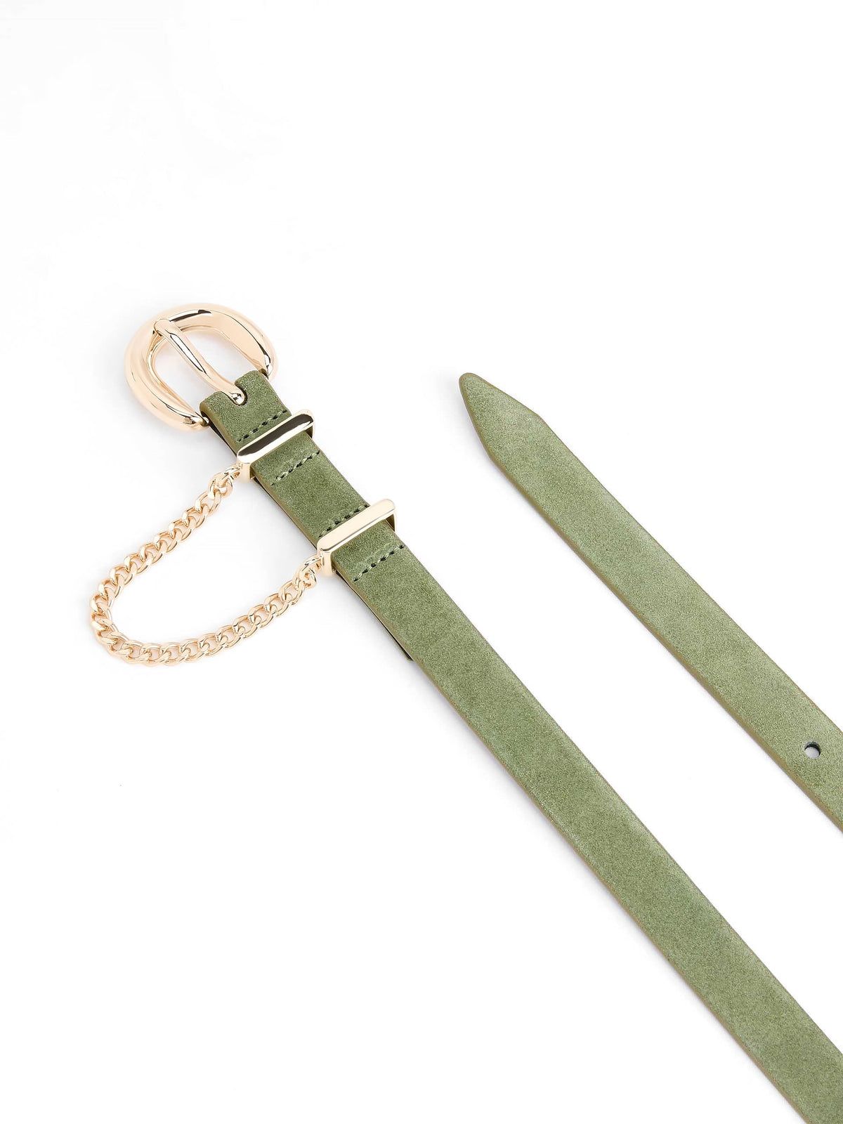 Cascade Chain Belt in Olivine - Olivine Suede with Gold Hardware | Ettika