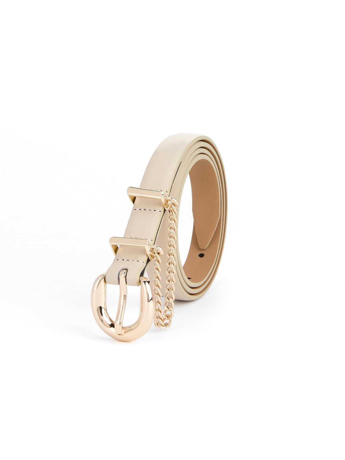Cascade Chain Belt in Ivory - Ivory Leather with Gold Hardware | Ettika