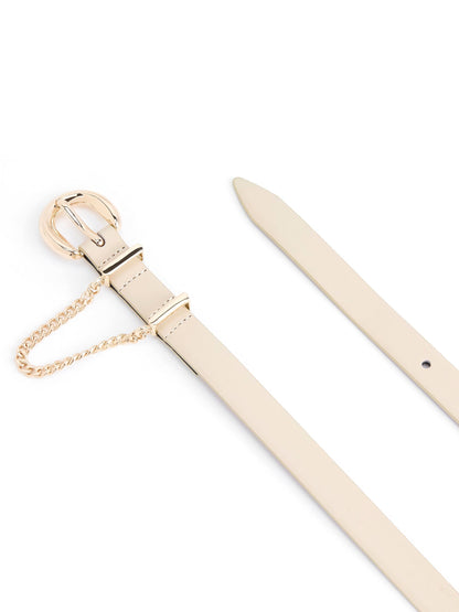 Cascade Chain Belt in Ivory - Ivory Leather with Gold Hardware | Ettika